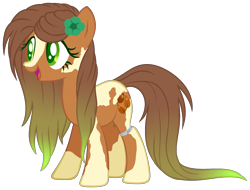 Size: 2178x1654 | Tagged: safe, artist:stormcloud-yt, oc, oc only, earth pony, pony, base used, coat markings, colored pupils, earth pony oc, eyelashes, female, flower, flower in hair, full body, hooves, mare, open mouth, open smile, simple background, smiling, solo, standing, tail, transparent background