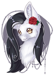 Size: 2059x2912 | Tagged: safe, artist:maneblue, oc, oc only, earth pony, pony, chest fluff, earth pony oc, eyelashes, female, flower, flower in hair, high res, mare, rose, simple background, transparent background