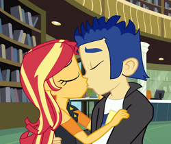 Size: 1280x1075 | Tagged: safe, artist:brightstar40k, flash sentry, sunset shimmer, human, equestria girls, g4, female, kiss on the lips, kissing, male, ship:flashimmer, shipping, straight
