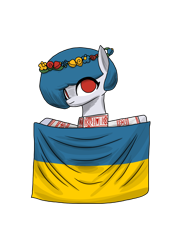 Size: 2000x2830 | Tagged: safe, artist:redbluepony, oc, oc only, pony, female, flag, floral head wreath, flower, high res, nation ponies, ponified, simple background, solo, transparent background, ukraine