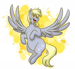 Size: 2389x2211 | Tagged: safe, artist:bella-pink-savage, derpy hooves, pegasus, pony, g4, female, flying, high res, open mouth, solo