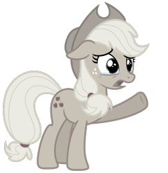 Size: 980x1007 | Tagged: safe, artist:estories, edit, applejack, earth pony, pony, g4, applejack tragedy, applejack's hat, cowboy hat, crying, discorded, ears back, female, freckles, full body, hat, hooves, mare, open mouth, raised hoof, sad, simple background, solo, standing, tail, transparent background