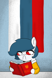 Size: 2000x3000 | Tagged: safe, artist:redbluepony, oc, oc only, pony, book, female, flag, frown, high res, russia, solo