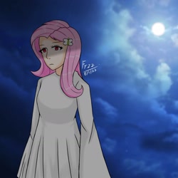 Size: 1536x1536 | Tagged: safe, artist:lencai123, fluttershy, human, g4, clothes, female, humanized, solo