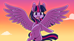 Size: 1920x1080 | Tagged: safe, artist:vladivoices, part of a set, twilight sparkle, alicorn, pony, fanfic:history repeats, animatic, female, open mouth, solo, spread wings, twilight sparkle (alicorn), wings