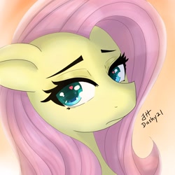 Size: 3000x3000 | Tagged: safe, artist:dashy21, fluttershy, pegasus, pony, g4, bust, female, frown, high res, solo