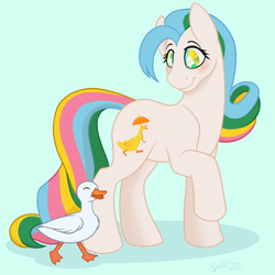 Size: 2048x2048 | Tagged: safe, artist:horse-time-babey, quackers, bird, duck, pony, twinkle eyed pony, high res, solo
