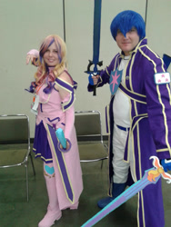 Size: 1920x2560 | Tagged: safe, artist:brinycosplay, princess cadance, shining armor, human, bronycon, bronycon 2015, g4, clothes, cosplay, costume, irl, irl human, photo, sword, sword art online, weapon