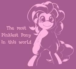 Size: 2048x1848 | Tagged: safe, artist:kurogewapony, pinkie pie, earth pony, pony, g4, bipedal, female, looking at you, mare, simple background, solo, text