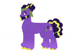 Size: 1280x854 | Tagged: safe, artist:itstechtock, oc, oc:riverside iris, earth pony, pony, beard, facial hair, female, mare, parent:cattail, simple background, solo, white background