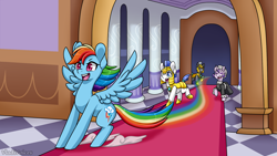 Size: 1920x1080 | Tagged: safe, artist:vladivoices, part of a set, rainbow dash, pegasus, pony, unicorn, fanfic:history repeats, animatic, female, male, royal guard, spread wings, wings