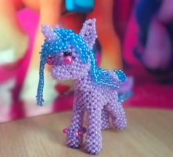 Size: 2118x1920 | Tagged: safe, artist:alanygoth, izzy moonbow, pony, unicorn, g5, beads, craft, female, photo, solo