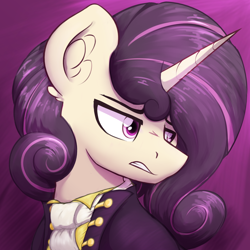 Size: 2460x2460 | Tagged: safe, artist:czu, oc, oc only, oc:charm, pony, unicorn, angry, bust, clothes, high res, necktie, scowl