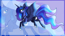 Size: 1280x720 | Tagged: safe, artist:sunniesfunthecupcake, princess luna, alicorn, pony, g4, bat wings, female, hybrid wings, solo, wings, zoom layer