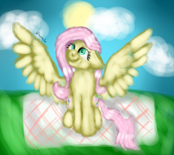 Size: 720x640 | Tagged: safe, artist:sunniesfunthecupcake, fluttershy, pegasus, pony, g4, female, solo, spread wings, wings