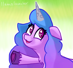 Size: 1962x1845 | Tagged: safe, artist:llamalauncher, izzy moonbow, pony, unicorn, g5, chest fluff, female, gradient background, mare, solo