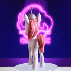 Size: 720x720 | Tagged: safe, artist:shydale, sugar moonlight, earth pony, pony, g5, my little pony: a new generation, 3d print, animated, anti-mind reading cap, butt, female, figurine, makeup, mare, merchandise, plot, solo, spinning, turnaround, webm