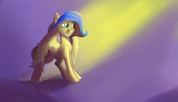 Size: 2450x1400 | Tagged: safe, artist:tyleks, oc, oc only, pegasus, pony, cute, eyelashes, feathered wings, female, full body, grin, lidded eyes, mare, partially open wings, simple background, smiling, solo, spread wings, wings