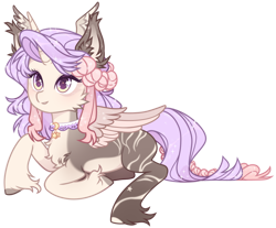 Size: 1024x848 | Tagged: safe, artist:miioko, oc, oc only, bat pony, pony, bat pony oc, bat wings, chest fluff, choker, ear fluff, lying down, prone, simple background, solo, transparent background, wings