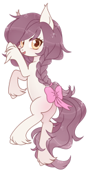 Size: 1024x2000 | Tagged: safe, artist:miioko, oc, oc only, earth pony, pony, bow, braid, earth pony oc, simple background, solo, tail, tail bow, transparent background