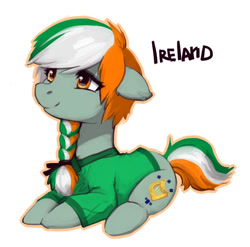 Size: 1038x1024 | Tagged: safe, artist:maccoffee, oc, oc only, pony, braid, clothes, ireland, nation ponies, ponified, simple background, solo, white background