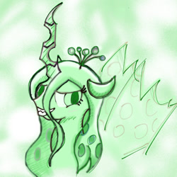Size: 1024x1024 | Tagged: safe, alternate version, artist:tiga mega, queen chrysalis, changeling, changeling queen, pony, g4, female, looking at you, mare, solo