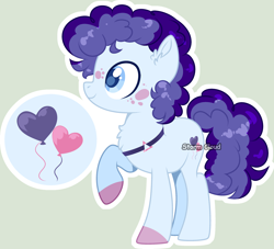 Size: 3038x2759 | Tagged: safe, artist:mint-light, artist:stormcloud-yt, oc, oc:blueberry pie, earth pony, pony, balloon, base used, earth pony oc, female, high res, male, mare, offspring, parent:party favor, parent:pinkie pie, parents:partypie, raised hoof, simple background, solo, stallion