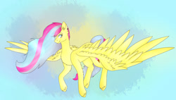 Size: 1280x729 | Tagged: safe, artist:peachyminnie, oc, oc only, pegasus, pony, female, flying, mare, pegasus oc, solo, wings