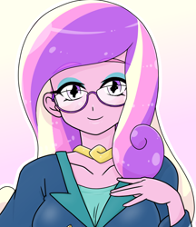 Size: 640x740 | Tagged: safe, artist:batipin, dean cadance, princess cadance, equestria girls, g4, female, glasses, looking at you, solo
