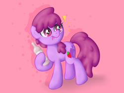 Size: 2566x1919 | Tagged: safe, artist:background basset, berry punch, berryshine, earth pony, pony, g4, bottle, caught, drunk, exclamation point, female, mare, solo, surprised, wine bottle