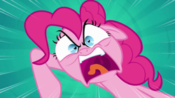 Size: 1280x720 | Tagged: safe, screencap, pinkie pie, earth pony, pony, g4, pinkie pride, season 4, angry, close-up, female, mare, shrunken pupils, solo, ugly, yelling