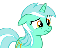 Size: 3088x1930 | Tagged: safe, edit, lyra heartstrings, pony, unicorn, g4, season 5, slice of life (episode), :s, female, floppy ears, frown, high res, horn, mare, not a vector, recolor, simple background, solo, transparent background, wavy mouth