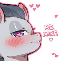 Size: 1159x1159 | Tagged: safe, artist:cold-blooded-twilight, rumble, pegasus, pony, g4, bedroom eyes, blushing, colt, dialogue, foal, heart, heart eyes, looking at you, male, simple background, smiling, solo, transparent background, wingding eyes