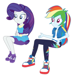Size: 3661x3761 | Tagged: safe, artist:gmaplay, rainbow dash, rarity, equestria girls, g4, happily ever after party, happily ever after party: rarity, my little pony equestria girls: better together, converse, high res, rarity peplum dress, shoes, simple background, transparent background, unamused