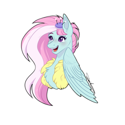 Size: 1000x1000 | Tagged: safe, artist:purplegrim40, kerfuffle, pegasus, pony, g4, blushing, female, mare, open mouth, open smile, simple background, smiling, solo, white background