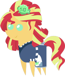 Size: 1258x1496 | Tagged: safe, artist:sketchmcreations, sunset shimmer, pony, unicorn, equestria girls, g4, good vibes, my little pony equestria girls: summertime shorts, alternate hairstyle, apron, clothes, female, inkscape, kimono (clothing), mare, pointy ponies, simple background, solo, sunset sushi, transparent background, uniform, vector