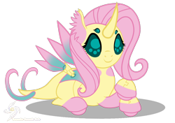 Size: 1700x1200 | Tagged: safe, artist:galeemlightseraphim, fluttershy, changedling, changeling, pony, robot, robot pony, g4, base used, changedlingified, changelingified, crossover, cybug, female, lying down, mare, prone, simple background, smiling, solo, species swap, transparent background, wreck-it ralph