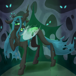 Size: 2000x2000 | Tagged: safe, artist:alabasterpeony, queen chrysalis, changeling, changeling queen, g4, commission, commissioner:reversalmushroom, crown, female, high res, jewelry, regalia