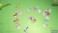 Size: 640x360 | Tagged: safe, screencap, apple bloom, cheerilee, diamond tiara, scootaloo, silver spoon, snails, snips, sweetie belle, twist, earth pony, pegasus, pony, unicorn, g4, season 2, the cutie pox, adorabloom, animated, apple bloom's bow, applecopter, bow, butt, colt, cute, cutie mark crusaders, eyes closed, female, filly, foal, gif, gifs.com, hair bow, male, mare, open mouth, open smile, plot, smiling