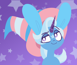 Size: 1778x1507 | Tagged: safe, artist:glowfangs, trixie, pony, unicorn, g4, clothes, eye clipping through hair, female, hat, pride, pride flag, solo, trans female, trans trixie, transgender, transgender pride flag, trixie's hat, white pupils