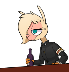 Size: 615x644 | Tagged: safe, artist:hitsuji, oc, oc:shio (hitsuji), alpaca, anthro, them's fightin' herds, ace attorney, arm band, clothes, community related, cosplay, costume, grape juice, juice, simple background, solo, tfh oc, transparent background