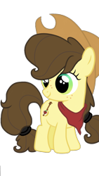 Size: 1242x2208 | Tagged: safe, artist:dawnflame, oc, oc only, earth pony, pony, cowboy hat, female, filly, foal, freckles, hat, offspring, parent:applejack, simple background, solo, transparent background
