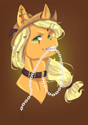 Size: 1446x2039 | Tagged: safe, artist:natt333, applejack, earth pony, pony, g4, bust, portrait, punk, redesign, solo