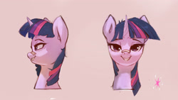 Size: 3840x2160 | Tagged: safe, artist:naafreelanceartist, twilight sparkle, pony, unicorn, g4, bandaid, bandaid on nose, bust, female, high res, lidded eyes, looking at you, mare, smiling, solo