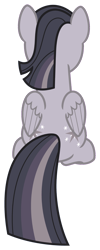 Size: 1631x4095 | Tagged: safe, artist:estories, artist:wardex101, edit, twilight sparkle, alicorn, pony, g4, back of head, both cutie marks, discorded, discorded twilight, female, simple background, sitting, solo, transparent background, twilight sparkle (alicorn), twilight tragedy, vector