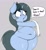 Size: 1472x1600 | Tagged: safe, artist:blitzyflair, oc, oc only, oc:blitzy flair, pony, unicorn, apron, belly button, bipedal, chubby, clothes, dialogue, fat, female, freckles, looking down, mare, obese, open mouth, plump, question, shrunken pupils, solo, speech bubble, wide hips