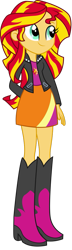 Size: 341x1176 | Tagged: safe, sunset shimmer, equestria girls, g4, boots, clothes, high heel boots, jacket, leather jacket, shirt, shoes, simple background, skirt, solo, transparent background