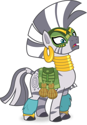 Size: 2089x2999 | Tagged: safe, artist:frownfactory, zecora, zebra, g4, the cutie re-mark, alternate timeline, chrysalis resistance timeline, ear piercing, earring, female, high res, jewelry, mare, mask, piercing, resistance leader zecora, simple background, solo, transparent background, vector