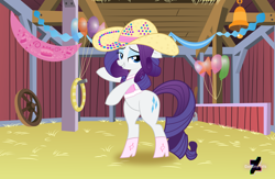 Size: 1600x1043 | Tagged: safe, artist:destinytails, rarity, pony, unicorn, g4, simple ways, bipedal, boots, deviantart, female, hat, mare, rhinestone rarihick, shoes, solo, standing on two hooves