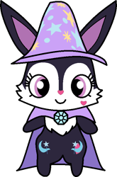 Size: 480x728 | Tagged: safe, artist:mega-poneo, trixie, rabbit, semi-anthro, g4, animal, both cutie marks, cape, character to character, clothes, female, hat, heart, jewelpet, luea, simple background, solo, transformation, transparent background, trixie's brooch, trixie's cape, trixie's hat